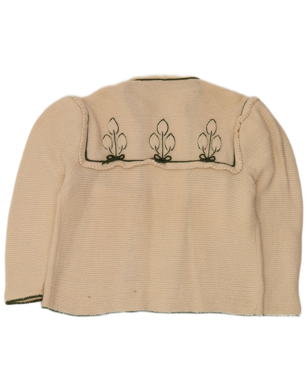 Suéter aberto feminino vintage UK 20 2XL floral branco