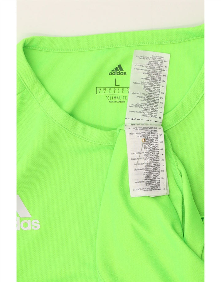 Adidas Mens Climalite Camiseta Top Grande Verde Colorblock Poliéster