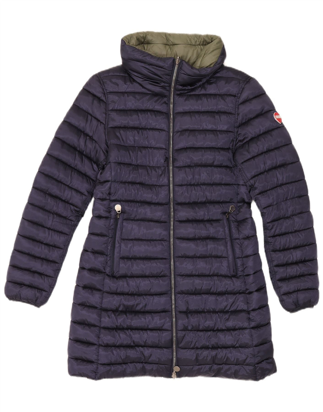 Casaco feminino acolchoado reversível com capuz Colmar Reino Unido 12 médio azul marinho nylon
