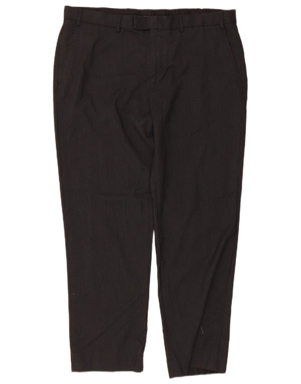 Calça feminina de terno reto sob medida Marks & Spencer W38 L29 cinza viscose