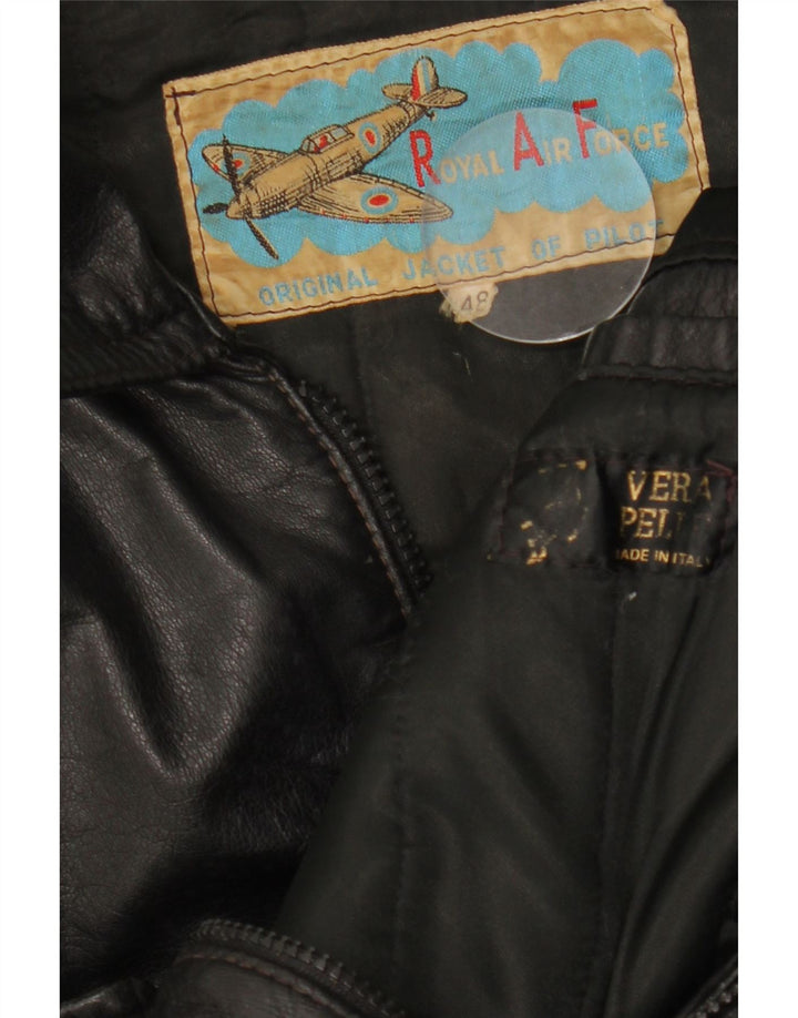 Jaqueta de couro masculina vintage IT 48 couro preto médio