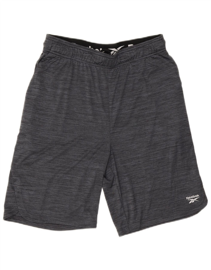 Shorts esportivos masculinos Reebok poliéster cinza médio