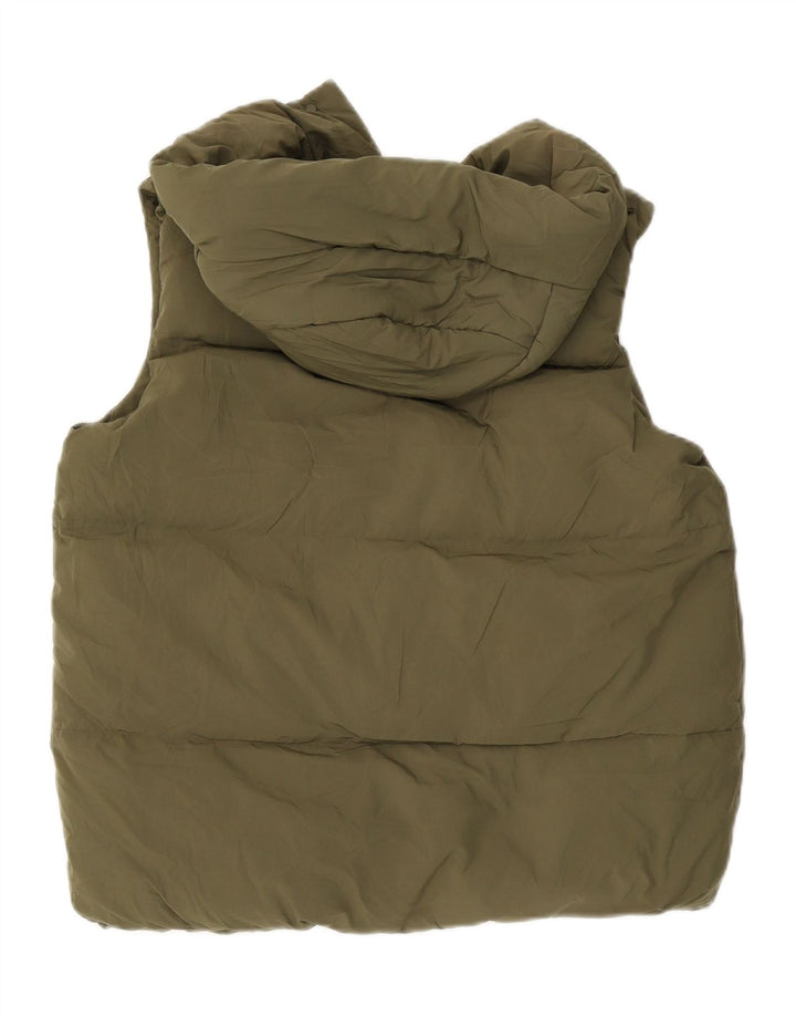 Colete acolchoado com capuz feminino Marks & Spencer UK 12 poliéster verde médio