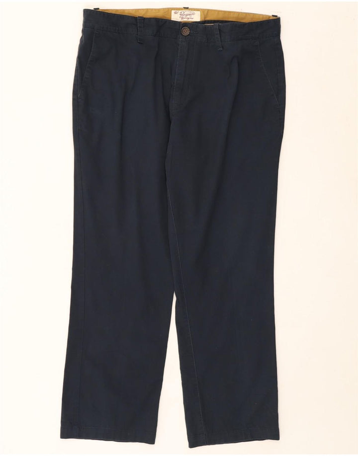 PENGUIN Mens Straight Chino Trousers W38 L28 Navy Blue Cotton Vintage Penguin and Second-Hand Penguin from Messina Hembry 