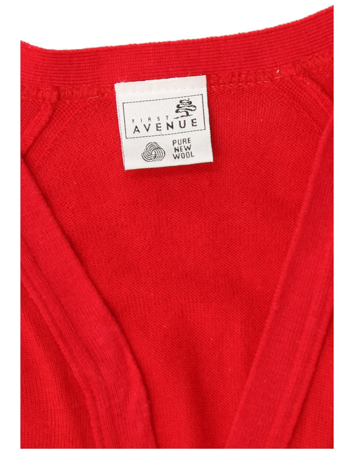 Suéter cardigã feminino FIRST AVENUE UK 16 grande vermelho lã nova
