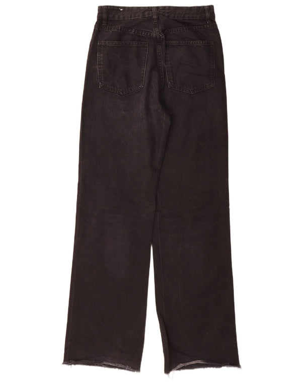 Zara Jeans feminino cintura alta reta EU 38 pequeno W28 L34 preto
