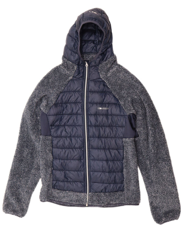 Jaqueta de lã acolchoada com capuz feminina Ande UK 18 XL azul marinho poliéster