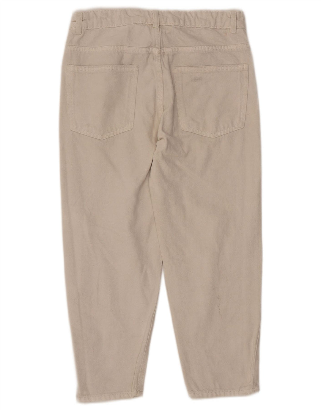 ZARA Jeans femininos desgastados de cintura alta cônicos 13-14 anos W28 L22 branco