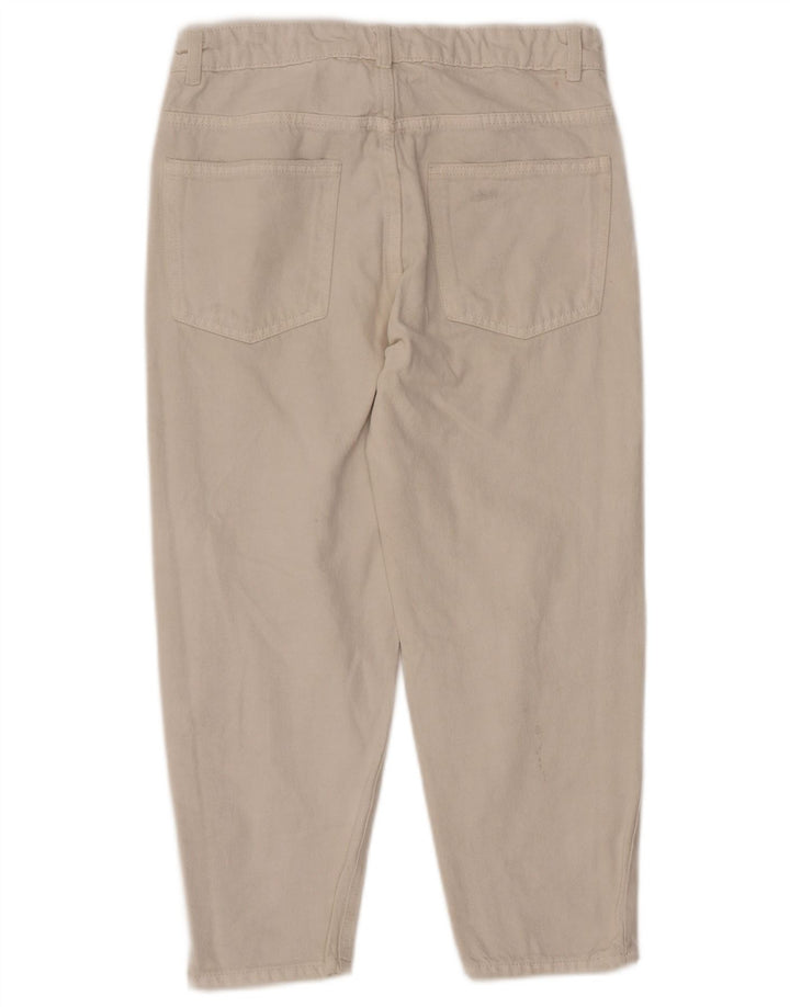 ZARA Jeans femininos desgastados de cintura alta cônicos 13-14 anos W28 L22 branco