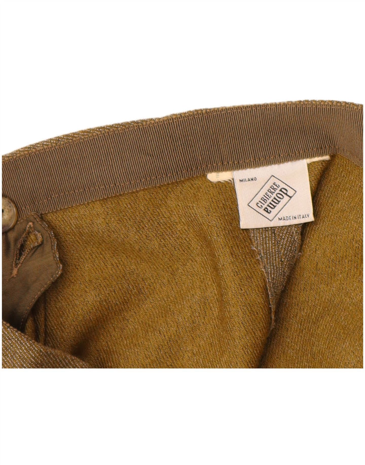 Calça casual feminina VINTAGE de cintura alta cônica W28 L29 risca de giz bege