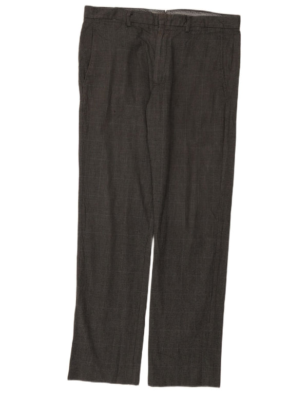 Calça masculina Gap Extra Sim Fit Chino W34 L32 cinza xadrez algodão
