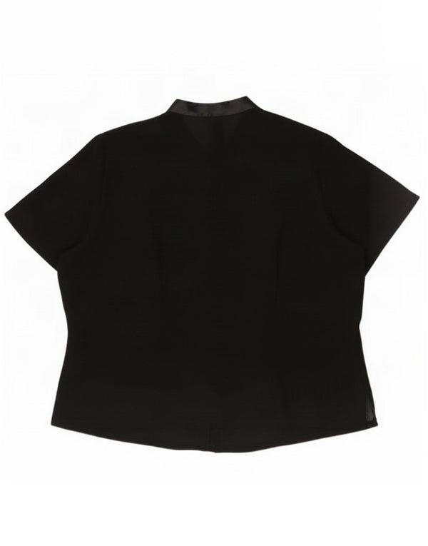 Blusa feminina de manga curta Marks & Spencer UK 22 3XL preta geométrica