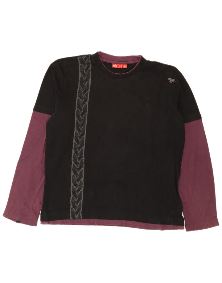 Puma Masculino Top Manga Longa Médio Preto Colorblock