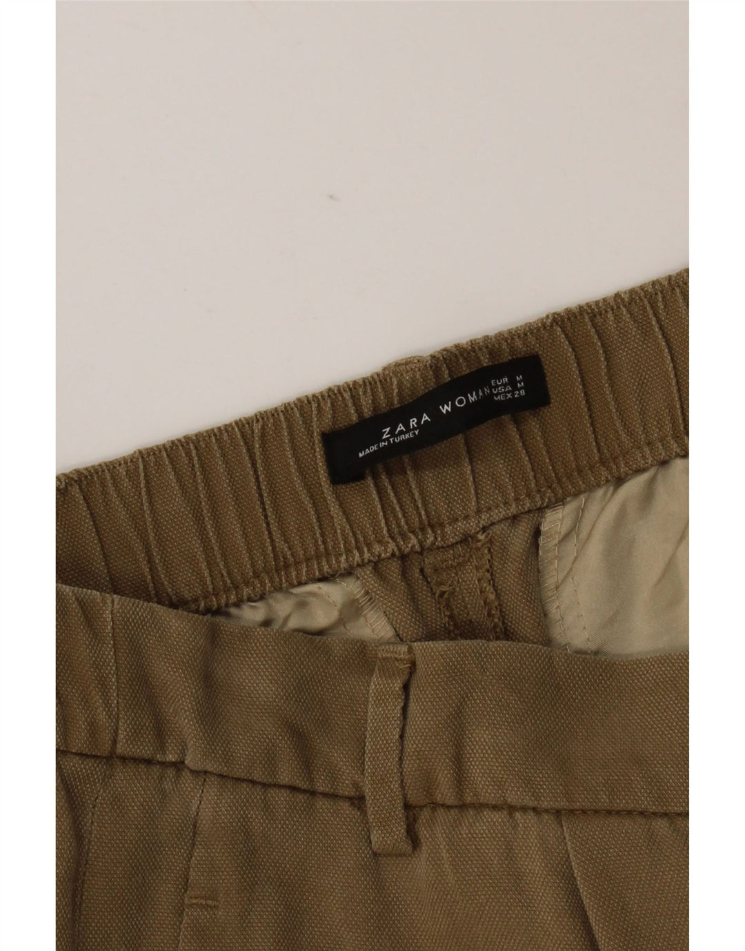Zara Calça feminina cortada com pegged médio W28 L23 marrom