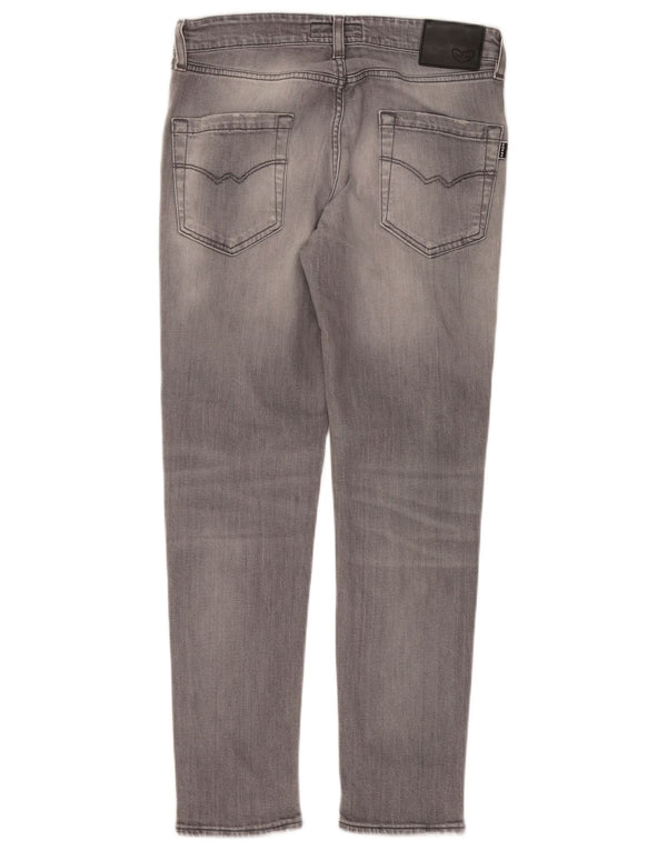POP 84 Jeans Slim Masculino Distressed W33 L29 Algodão Cinza