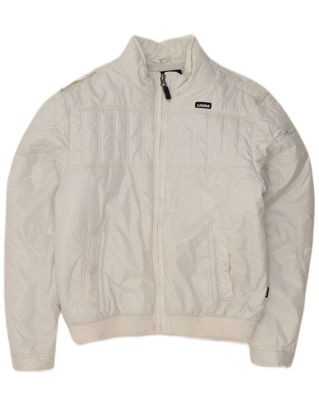 Jaqueta acolchoada militar masculina UMM UK 42 XL poliéster branco