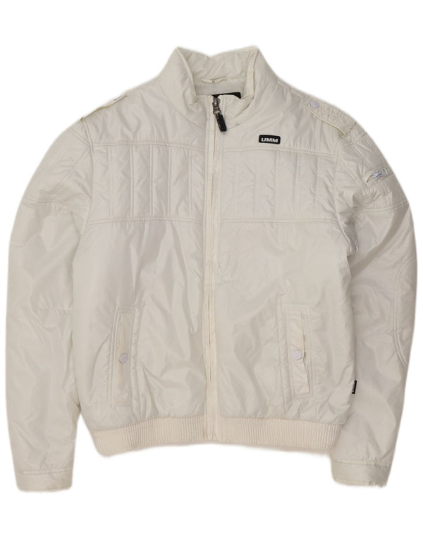 Jaqueta acolchoada militar masculina UMM UK 42 XL poliéster branco