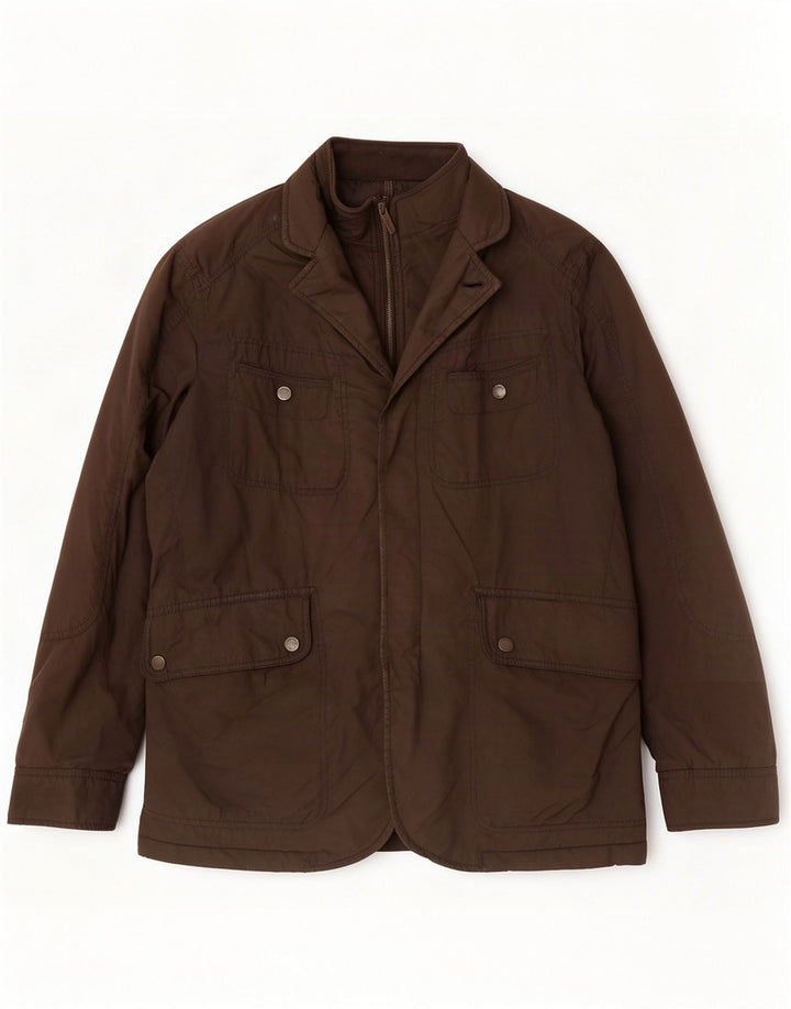 Jaqueta acolchoada masculina Massimo Dutti grande poliéster marrom
