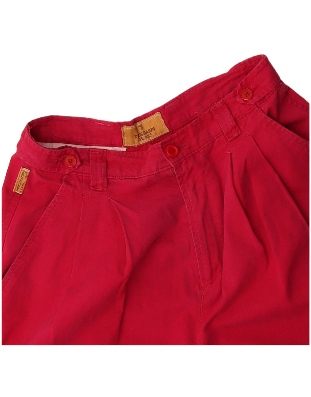 TRUSSARDI Shorts feminino casual de cintura alta com pregas IT 44 médio W28 vermelho