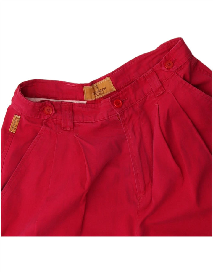 TRUSSARDI Shorts feminino casual de cintura alta com pregas IT 44 médio W28 vermelho