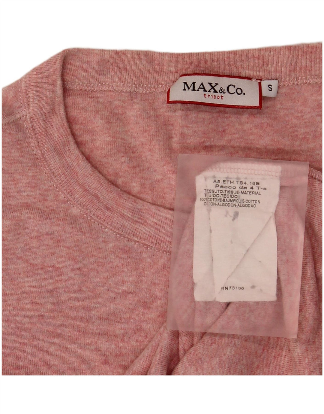 Top feminino de manga comprida Max & Co. Reino Unido 10 algodão rosa pequeno