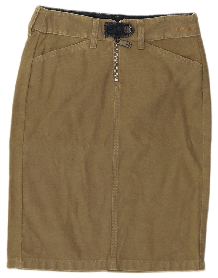 Saia lápis feminina Diesel W26 pequena algodão cáqui