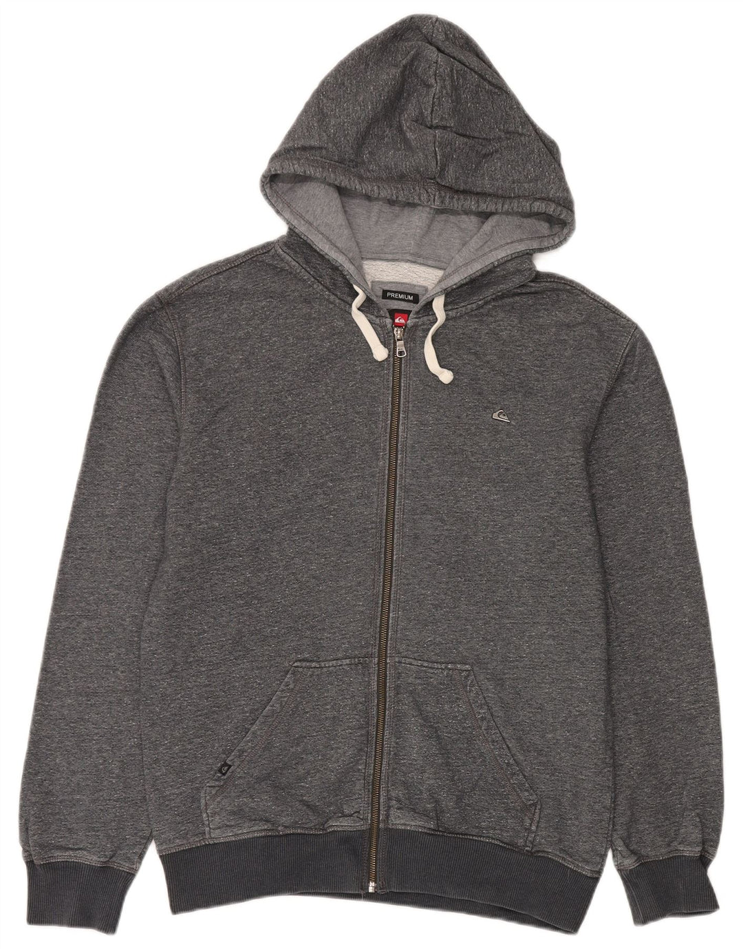 Suéter masculino Quiksilver Premium Zip com capuz de algodão cinza médio