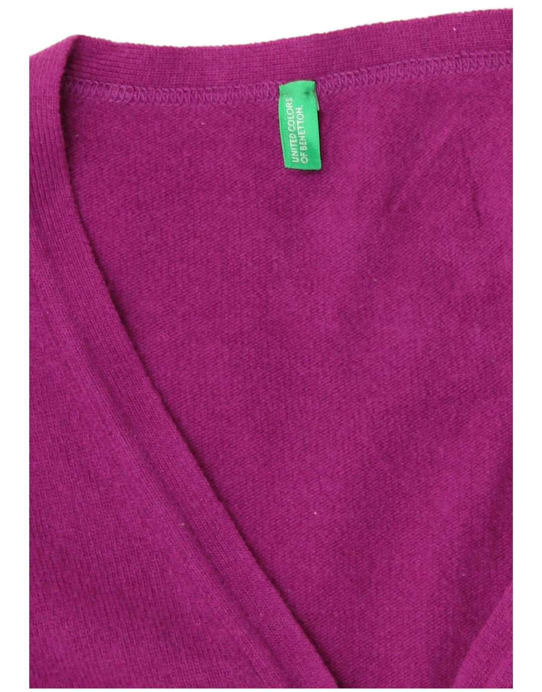 Suéter cardigã feminino Benetton Reino Unido 8 lã roxa pequena