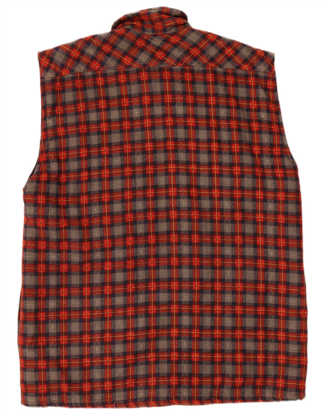 Camisa masculina vintage de flanela sem mangas grande xadrez vermelho