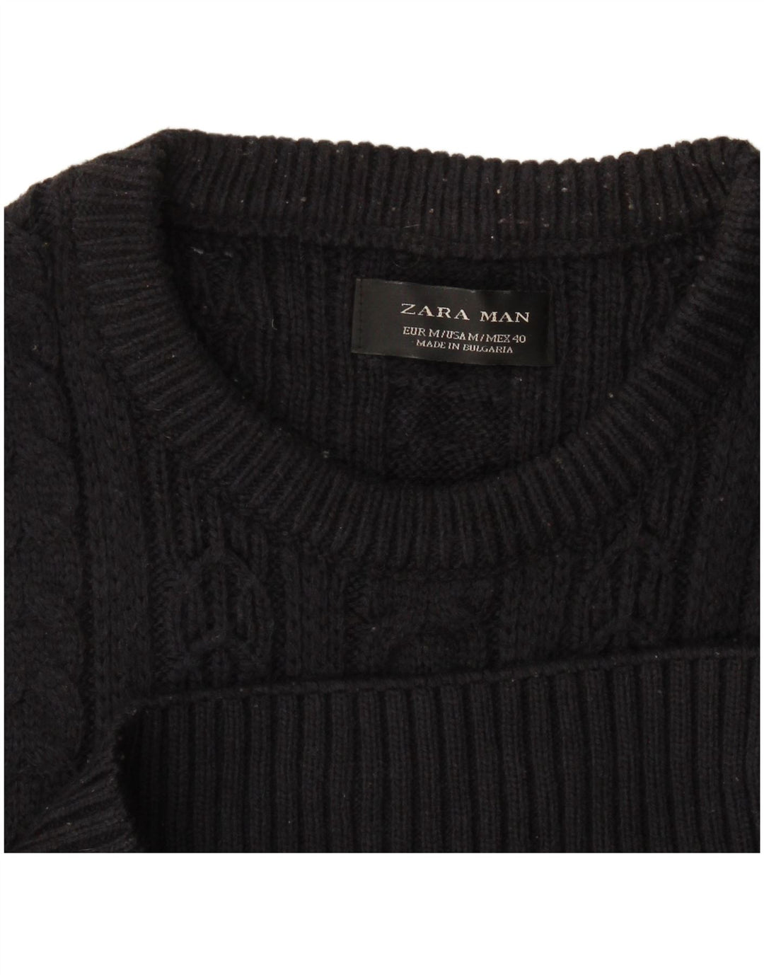 Zara Suéter masculino com gola redonda médio azul marinho