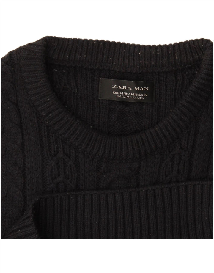 Zara Suéter masculino com gola redonda médio azul marinho