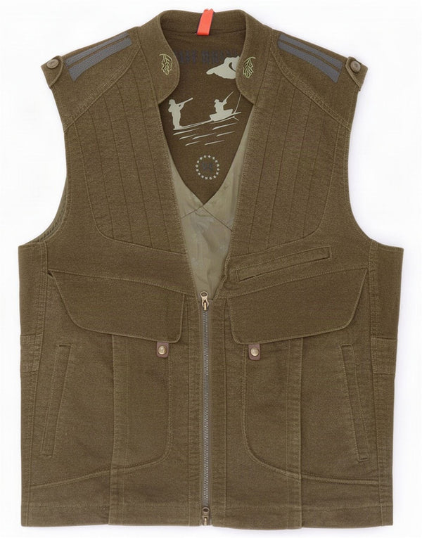 Colete utilitário masculino vintage UK 40 grande algodão colorblock cáqui