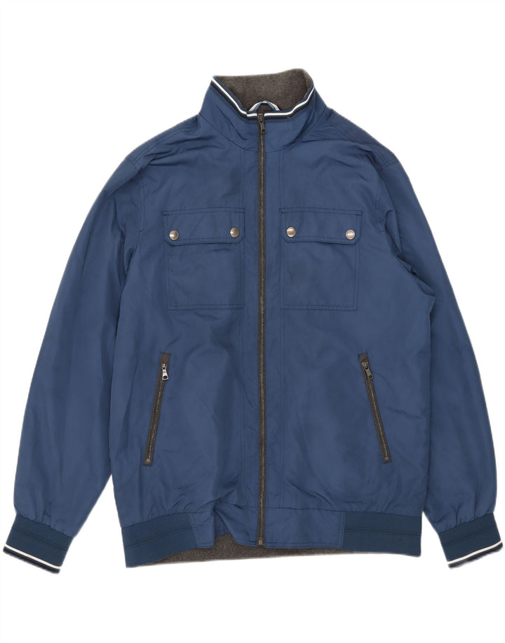Jaqueta bomber masculina Marks & Spencer Reino Unido 42 XL azul poliéster
