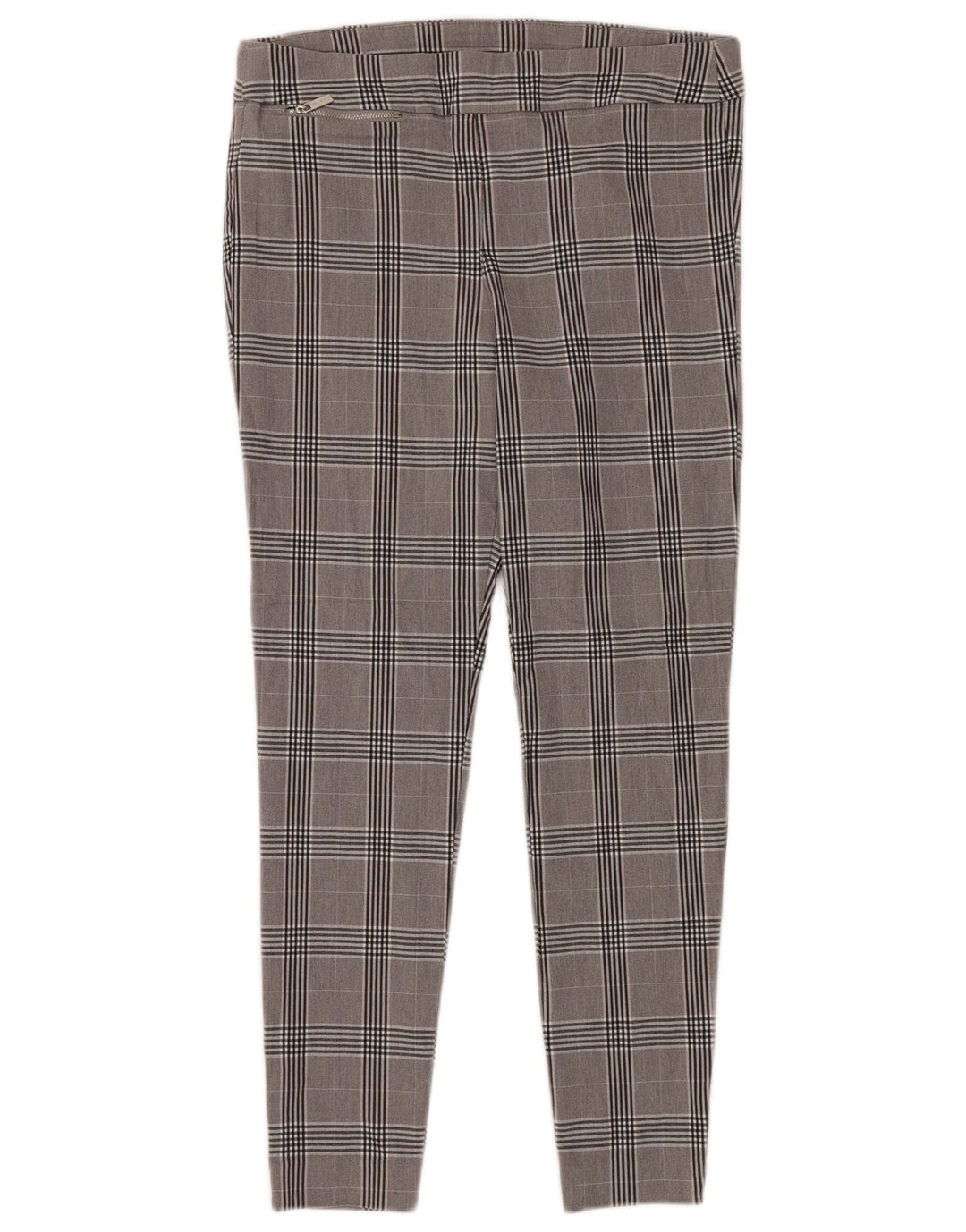 CALVIN KLEIN Calça feminina casual justa média W32 L28 cinza xadrez viscose