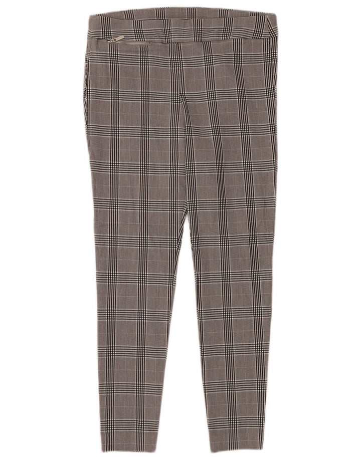 CALVIN KLEIN Calça feminina casual justa média W32 L28 cinza xadrez viscose