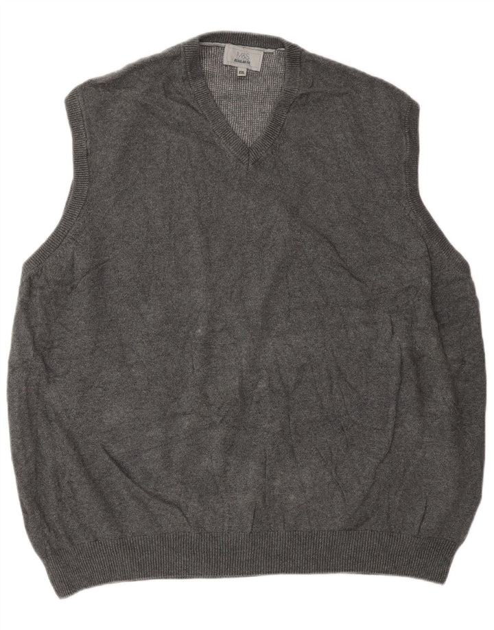 Regata masculina de ajuste regular Marks & Spencer 2XL algodão cinza