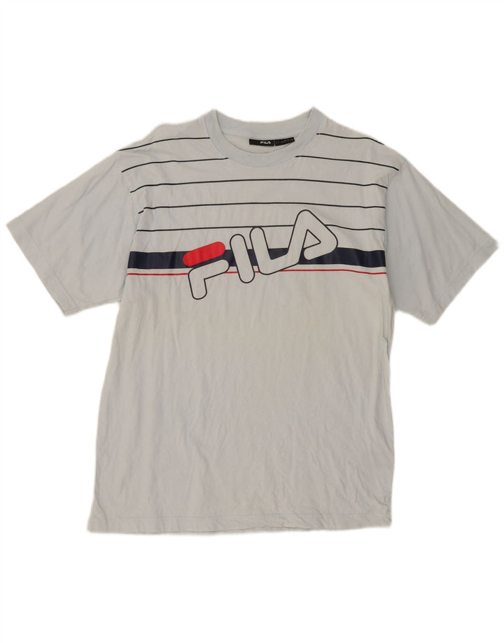 Fila Mens Graphic T-Shirt Top Grande Algodão Listrado Cinza