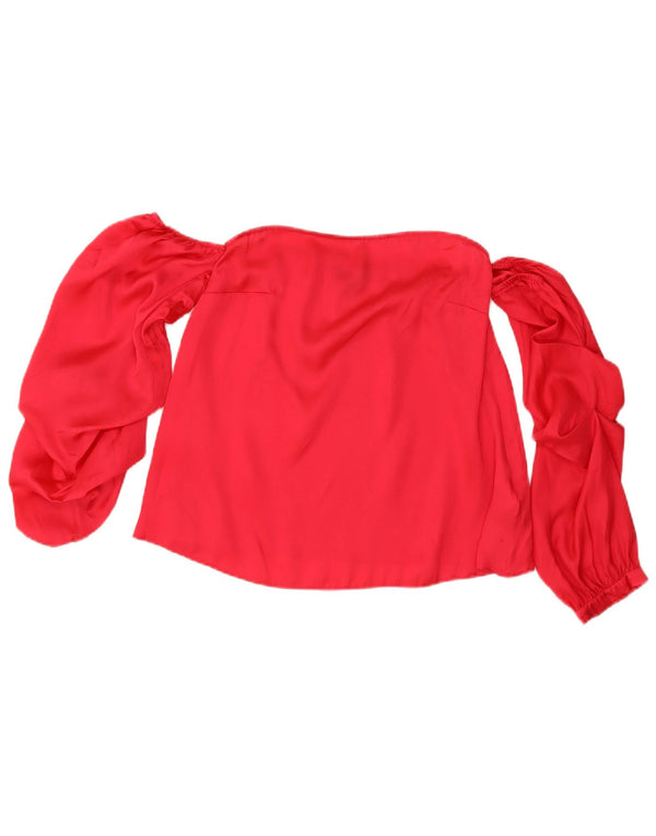 Top feminino Lipsy sem ombro UK 10 poliéster vermelho pequeno