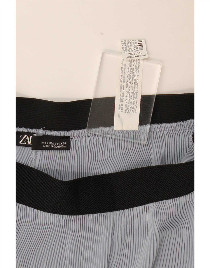Zara Calça Cullotes Capri Feminina Pequena W26 L22 Azul Poliéster