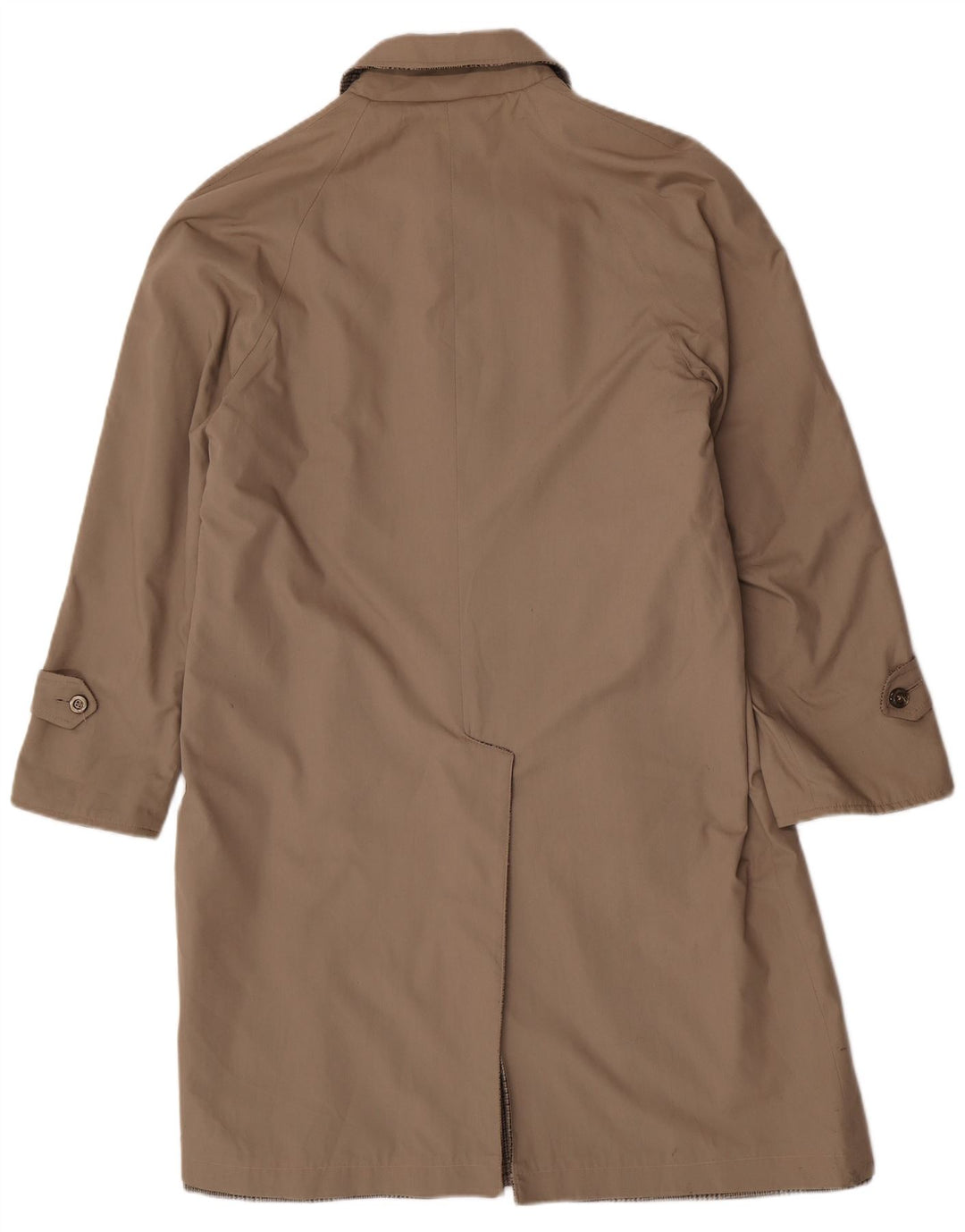 Sobretudo reversível masculino vintage Reino Unido 40 poliéster xadrez grande bege