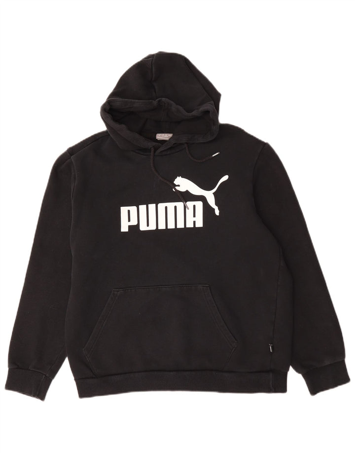 Puma masculino gráfico moletom com capuz médio algodão preto