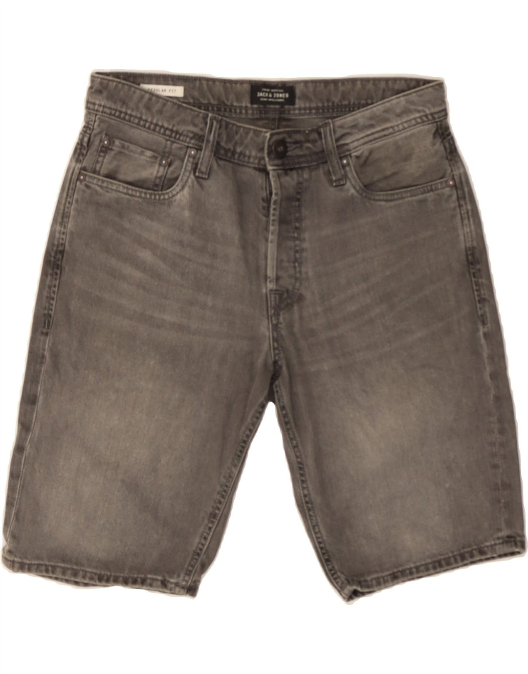 JACK & JONES Mens Regular Fit Denim Shorts Small W29  Grey Cotton Vintage Jack & Jones and Second-Hand Jack & Jones from Messina Hembry 