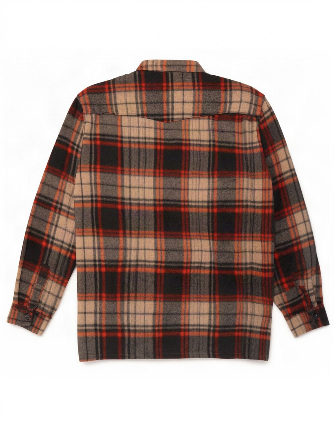 Camisa de lã masculina vintage poliéster xadrez marrom médio