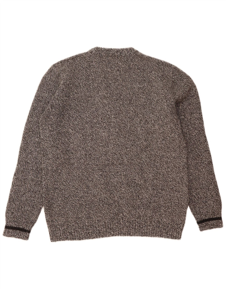 Suéter masculino Fred Perry com gola redonda, grande lã manchada cinza