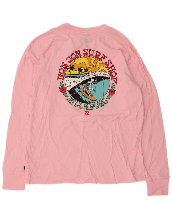 Top gráfico feminino Billabong manga comprida Reino Unido 10 algodão rosa pequeno