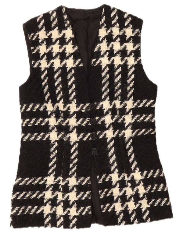 Colete feminino vintage UK 12 médio xadrez preto