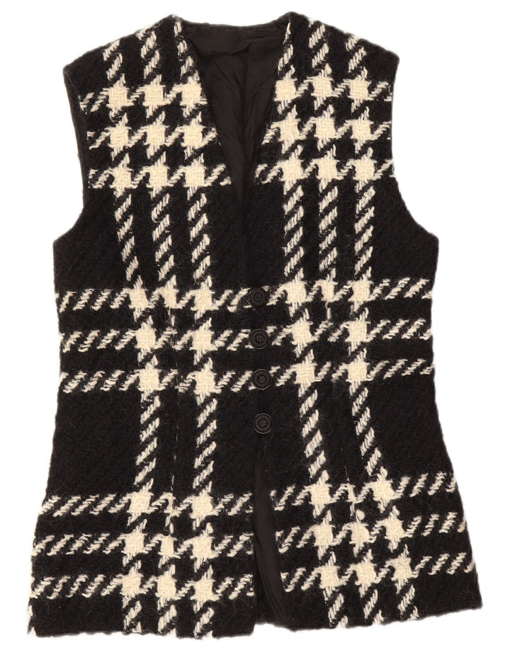 Colete feminino vintage UK 12 médio xadrez preto
