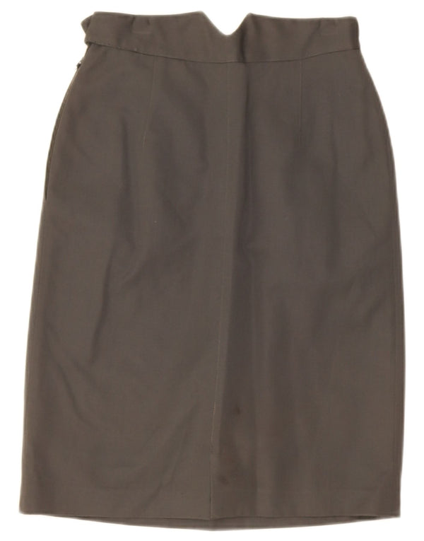 Saia reta feminina Emporio Armani IT 40 pequena W26 lã cinza