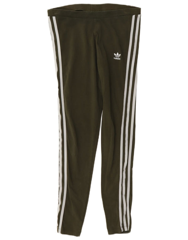 Leggings Adidas Femininas UK 14 Médio Algodão Cáqui