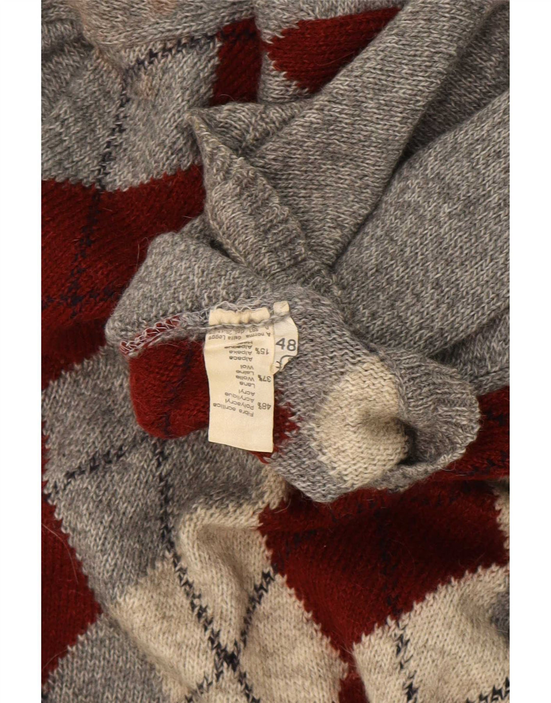 Suéter masculino Rodes com gola redonda IT 48 cinza médio argyle/diamante